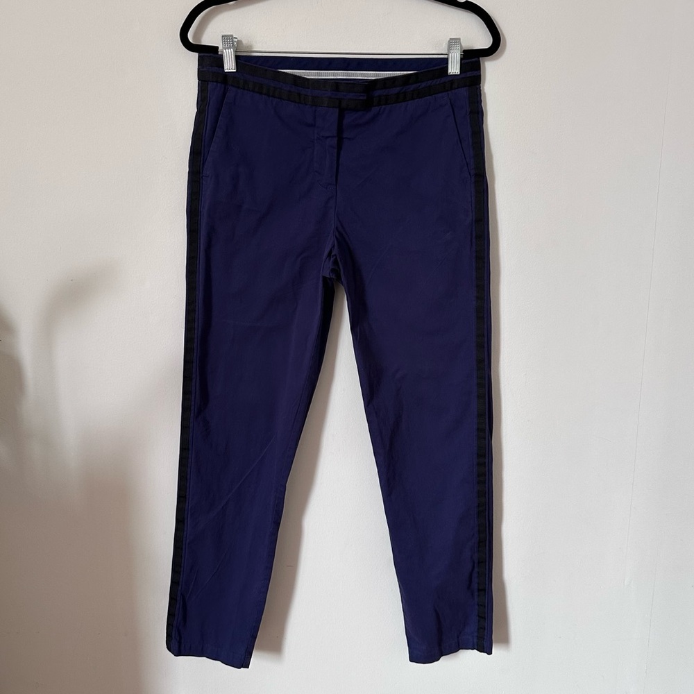 G/Fore Indigo Side Stripe Pants Straight Leg Stretch Cotton Size 8
